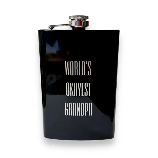 8oz BLACK World's Okayest Grandpa Flask {1}