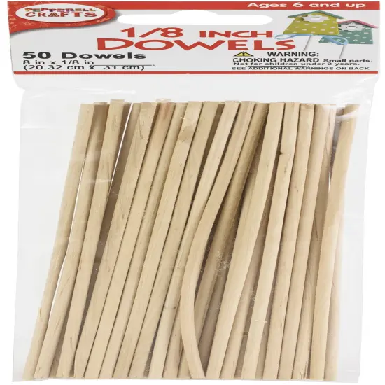 Pepperell Crafts Dowels 50/Pkg-0.125"X8" {1}