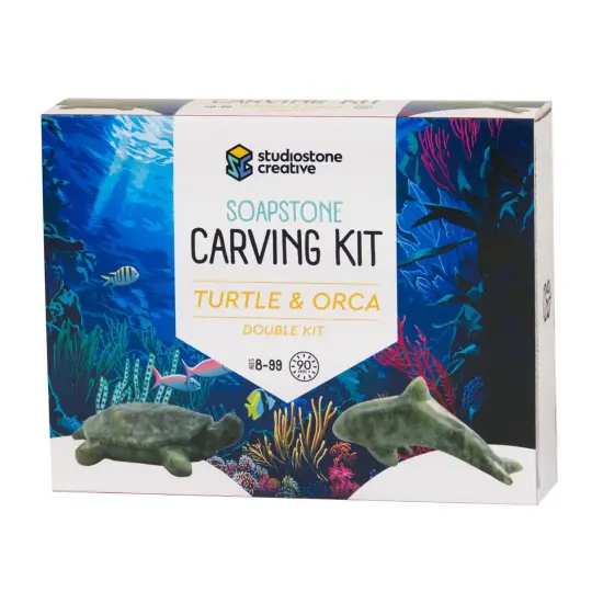Mothers Day Gift - Turtle & Orca Double Soapstone Carving Kit {1}