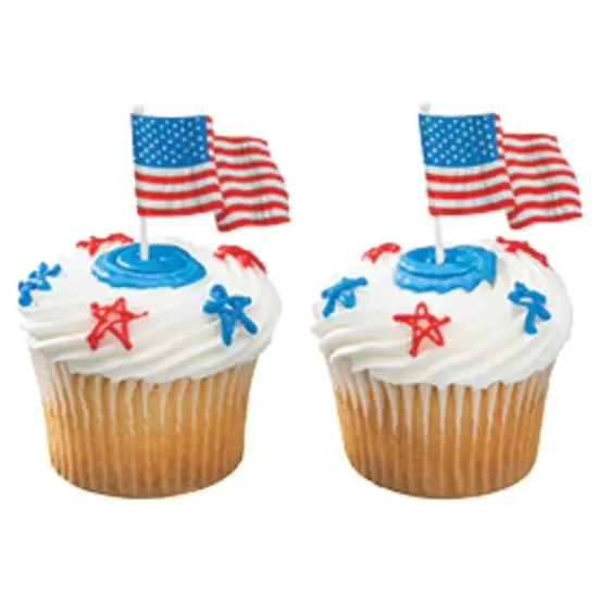 American Flag Paper themed Cupcake Cake Decorating pics 12 set {1}