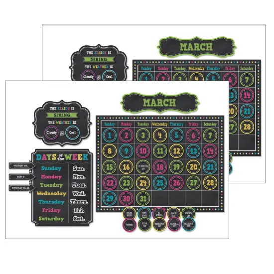 Chalkboard Brights Calendar Bulletin Board Display Set, Pack of 2 {1}