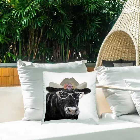 Stupell Industries Cow in Cowgirl Hat Outdoor Printed Pillow {2}