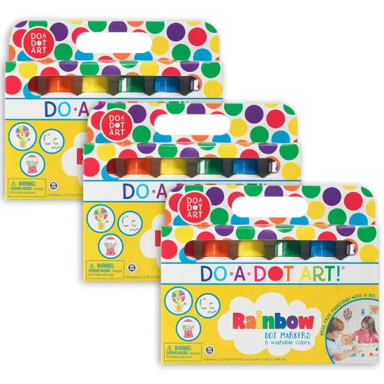Washable Rainbow Dot Markers, 6 Colors Per Pack, 3 Packs {1}