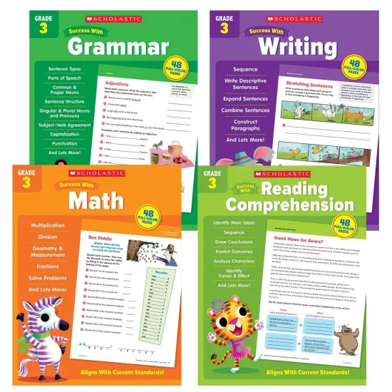 Scholastic Third Grade Success Workbooks, 4 Book Set {1}