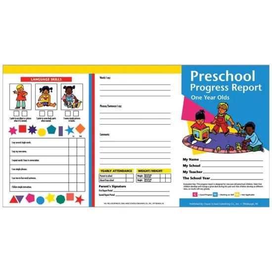 Preschool Progress Report (1 year olds), 10 Per Pack, 6 Packs {2}