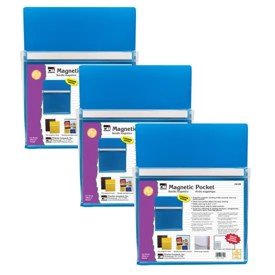 Magnetic Pocket, 9.5" x 11.75", Blue, Pack of 3 {1}