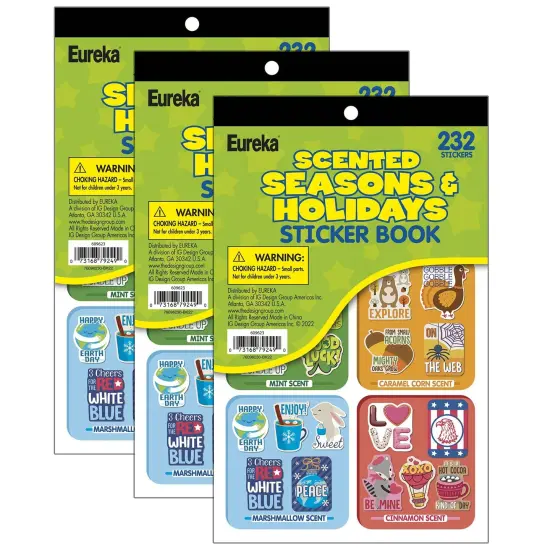 Seasons & Holidays Scented Stickerbook, 232 Stickers Per Book, Pack of 3 {1}