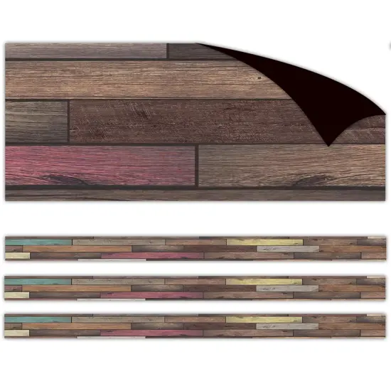 Reclaimed Wood Design Magnetic Border, 24 Feet Per Pack, 3 Packs {1}