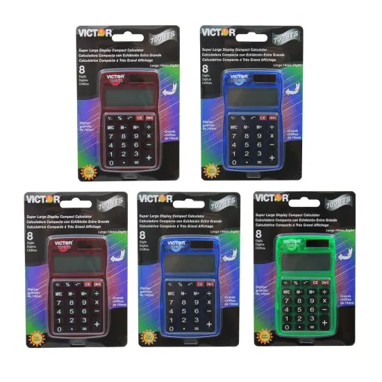 Dual Power Pocket Calculator, Pack of 5 {1}