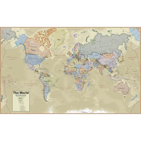 Boardroom Series World Laminated Wall Map {1}