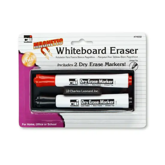 Magnetic Whiteboard Eraser with 2 Dry Erase Markers, Pack of 6 {3}