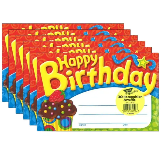 Happy Birthday The Bake Shop&trade; Recognition Awards, 30 Per Pack, 6 Packs {1}
