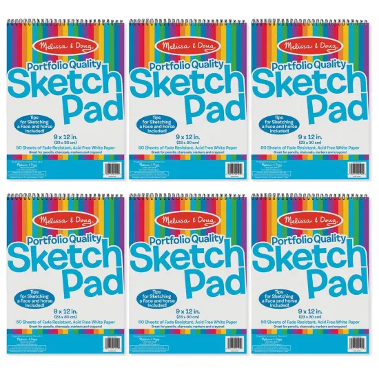 Portfolio Quality Sketch Pad, 9" x 12", White, Pack of 6 {1}