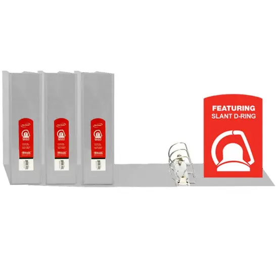 Slant D Ring View Binder with 2 Pockets, 3", Gray, Pack of 3 {1}