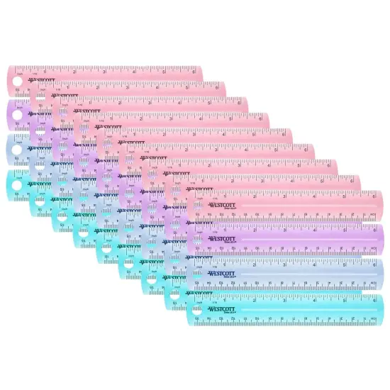 Plastic Ruler, 6 in, Assorted Colors, Pack of 36 {1}