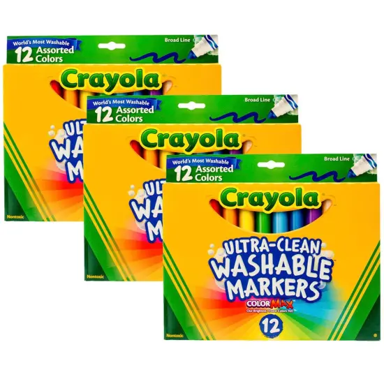 Ultra-Clean Markers, Broad Line, Assorted Colors, 12 Per Box, 3 Boxes {1}