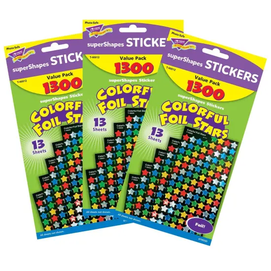 Colorful Foil Stars superShapes Value Pack, 1300 Per Pack, 3 Packs {1}