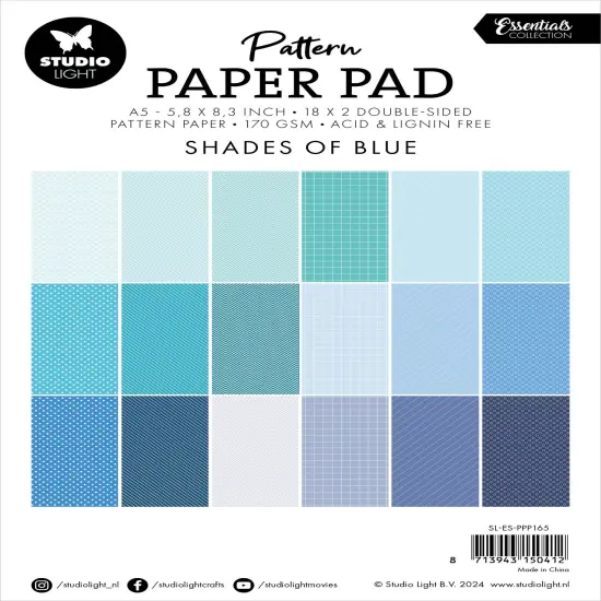 Studio Light Essential Patterned Paper Pad 5.8"X8.25" 36/Pkg-Nr. 165, Shades Of Blue {3}
