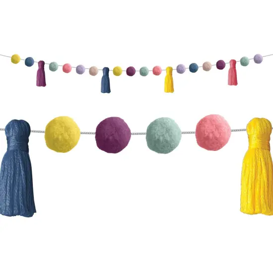 Pom-Poms and Tassels Garland, Pack of 3 {3}