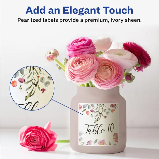 Avery Pearlized Ivory Square Labels with Sure Feed Technology, 4" x 4" {2}