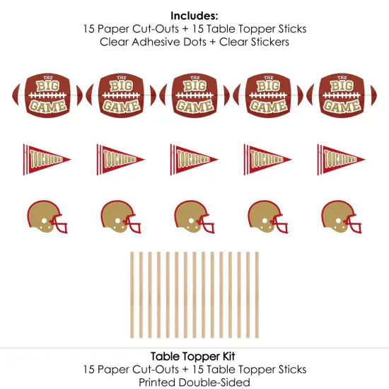 Big Dot of Happiness The Big Game - Red and Gold - Football Party Centerpiece Sticks - Table Toppers - Set of 15 {7}