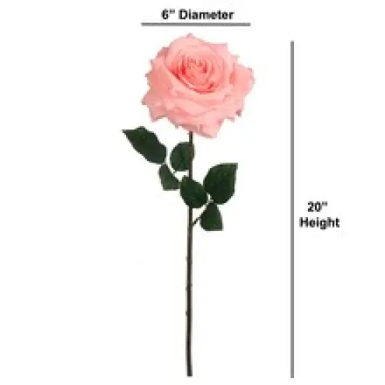 6-Pack 20" Pink Artificial Rose Stems &ndash; Realistic Open Blooms & Lifelike Green Foliage {4}
