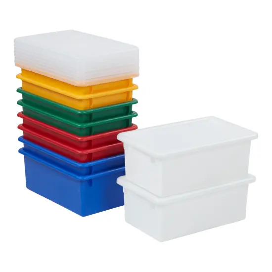 Cubby Storage Bin with Lid, Multipurpose Organization, 10-Pack Blue {7}