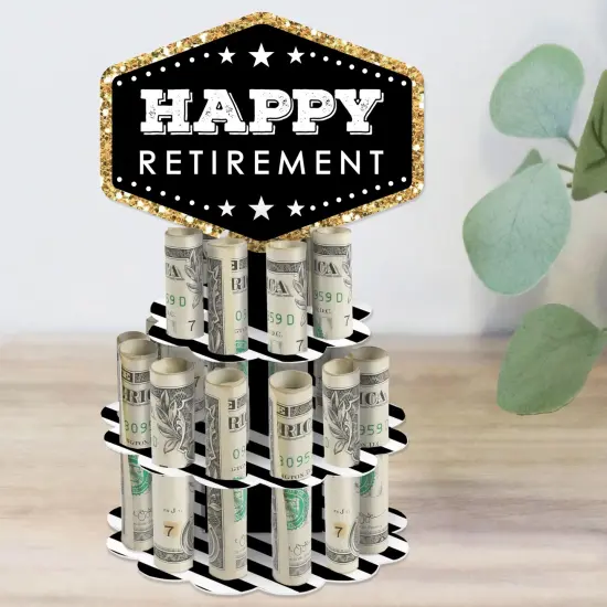 Big Dot of Happiness Happy Retirement - DIY Retirement Party Money Holder Gift - Cash Cake {1}