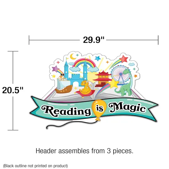 Carson Dellosa 53 pc Bundle Reading is Magic Set, Retro Rainbow, Balloons, Books, and Star Cutouts With Inspirational Quotes for Bulletin Board Classroom Decor {3}