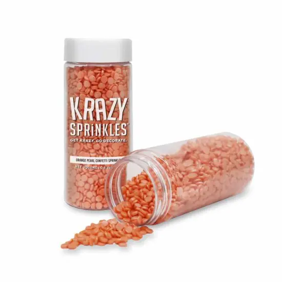 Krazy Sprinkles - Orange Pearl Confetti (1/2 Cup, 1x Jar) for Cakes, Ice Cream & Cookies {2}