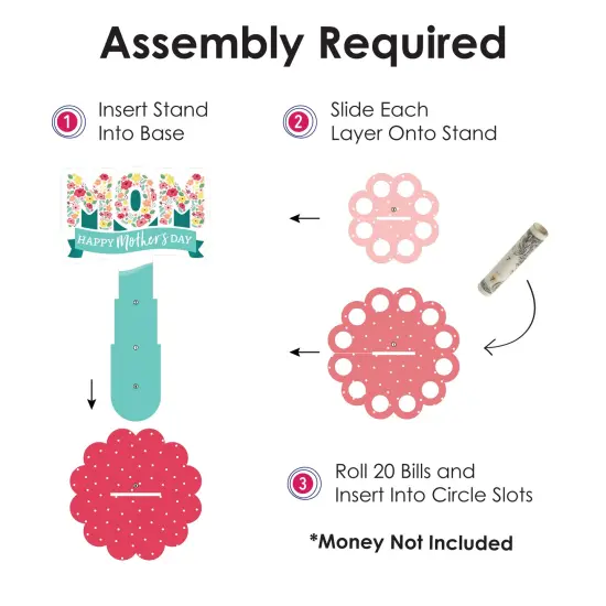 Big Dot of Happiness Colorful Floral Happy Mother's Day - DIY We Love Mom Party Money Holder Gift - Cash Cake {6}