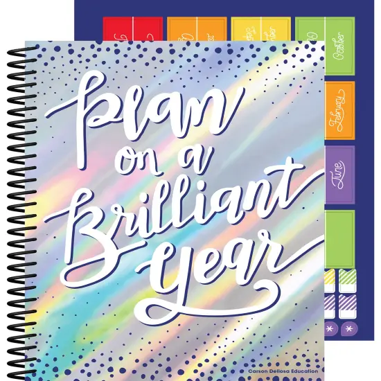 Carson Dellosa Sparkle and Shine Teacher Planner 2025-2026, Undated Holographic 8" x 11" Lesson Plan Book, Stickers, Class Schedule, Weekly Calendar School Supplies, Homeschool, Classroom Must Haves {1}