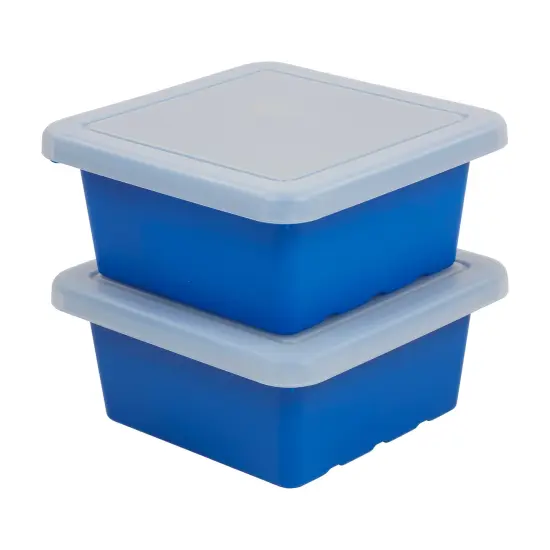 Square Bin with Lid, Storage Containers, 2-Pack French Blue {7}
