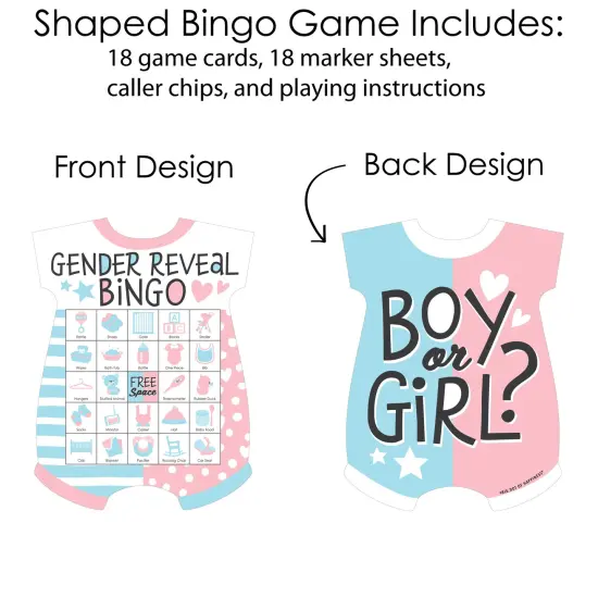 Big Dot of Happiness Baby Gender Reveal - Picture Bingo Cards and Markers - Team Boy or Girl Baby Shower Shaped Bingo Game - Set of 18 {5}