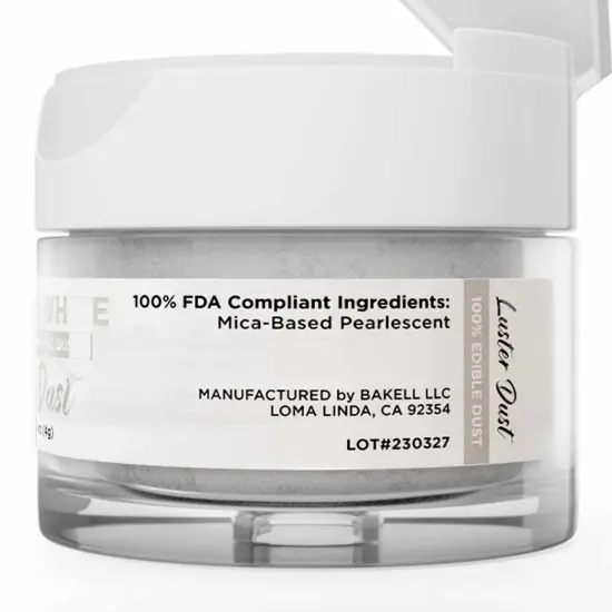 Bakell - Ice Queen White Luster Dust (4g, 1x Jar) Edible Vegan Dust & Paint for Baking, Desserts and Beverages {6}