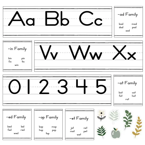 Carson Dellosa 52-Piece Farmhouse Manuscript Alphabet and Number Line Bulletin Board Set, Alphabet and Number Line, Phonics Posters, and Modern Farmhouse Classroom Cutouts, Farmhouse Classroom Decor {1}