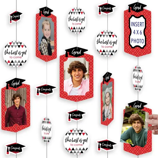 Big Dot of Happiness Red Graduation Party Vertical Photo Garland 35 Pieces {1}