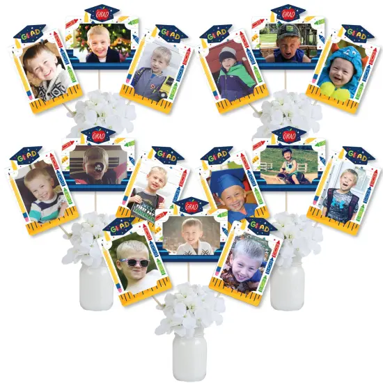 Big Dot of Happiness Elementary Grad - Kids Graduation Party Picture Centerpiece Sticks - Photo Table Toppers - 15 Pieces {1}