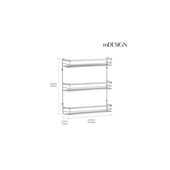 mDesign Steel Wall Mount 3-Tier Spice Rack Storage Organizer Basket {3}