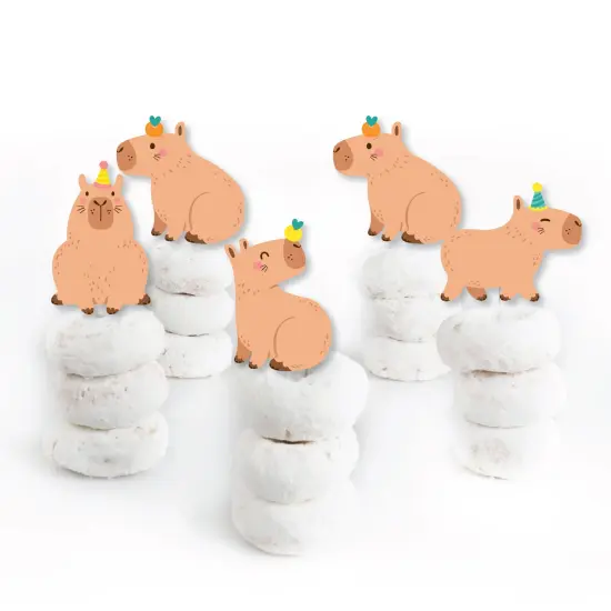 Big Dot of Happiness Capy Birthday - Dessert Cupcake Toppers - Capybara Party Clear Treat Picks - Set of 24 {3}