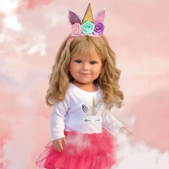 Adorable Pink Unicorn Costume for 18 Inch Kennedy and Friends Dolls - Perfect for Imaginative Play {4}