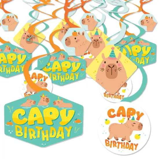 Big Dot of Happiness Capy Birthday - Capybara Party Hanging Decor - Party Decoration Swirls - Set of 40 {1}