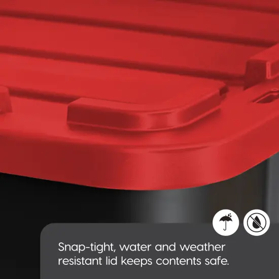 IRIS USA 27Gal Heavy-Duty Storage Plastic Bin Tote Container for Garage with Durable Lid Red {4}