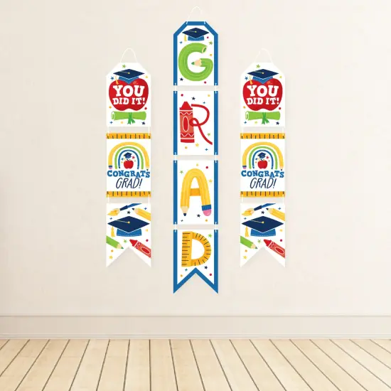 Big Dot of Happiness Elementary Grad - Hanging Vertical Paper Door Banners - Kids Graduation Party Wall Decoration Kit - Indoor Door Decor {4}