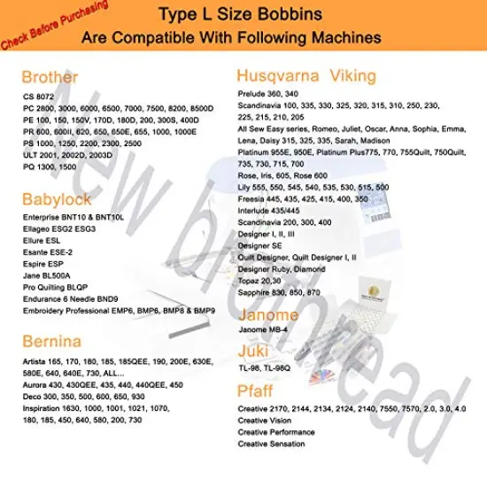 144 Pieces Type L (SA155) Size White Prewound Bobbin Thread Plastic Side for Particular Embroidery and Sewing Machines - 90 Weight Cottonized Soft Feel Polyester Sewing Thread {3}