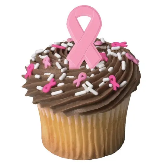 Breast Cancer Awareness Pink Ribbon&reg; DecoPics&reg; Cupcake Decoration, 12ct {4}