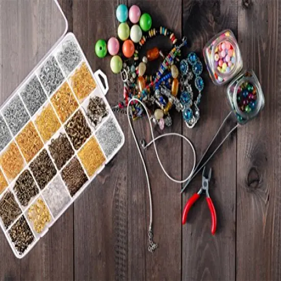 2880 Pieces Jewelry Making Findings Supplies Kit with Open Jump Rings, Lobster Clasps, Crimp Beads, Screw Eye Pins, Head Pins, Earing Hooks and Earing Backs {4}