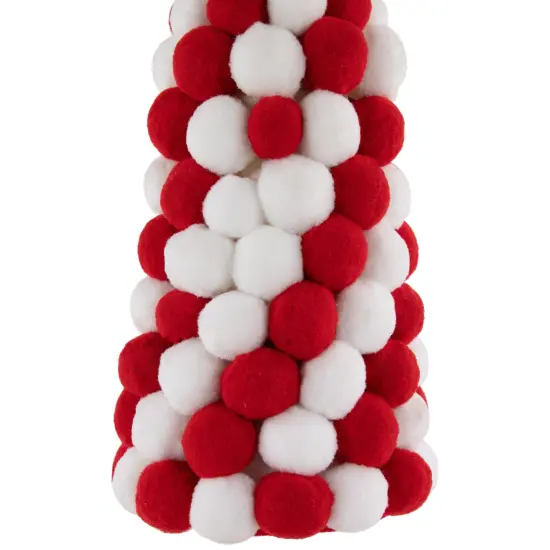 Northlight Candy Cane Plush PomPom Christmas Tree Decoration - 15" - Red and White {5}