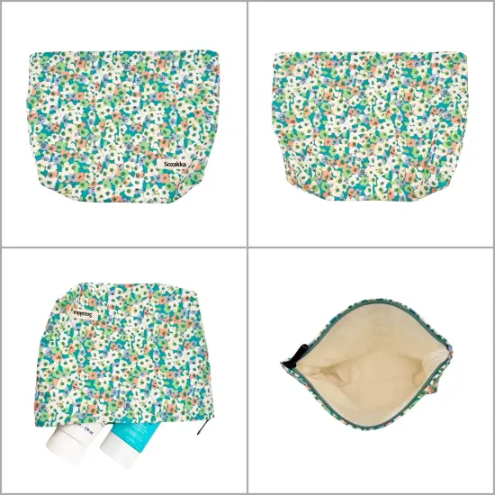 Wrapables Cosmetic Pouch, Makeup and Toiletry Travel Bag, Green Floral {3}