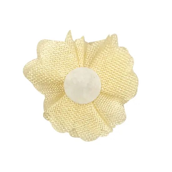 Wrapables Shabby Chic Burlap Rose Flower 3 Inch Diameter (Set of 12), Champagne {2}